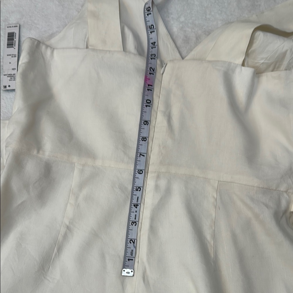 NWT ANTONIO MELANI Ivory Jumpsuit V-Neck Wide Leg Cropped Pants Size 12 - Picture 14 of 16
